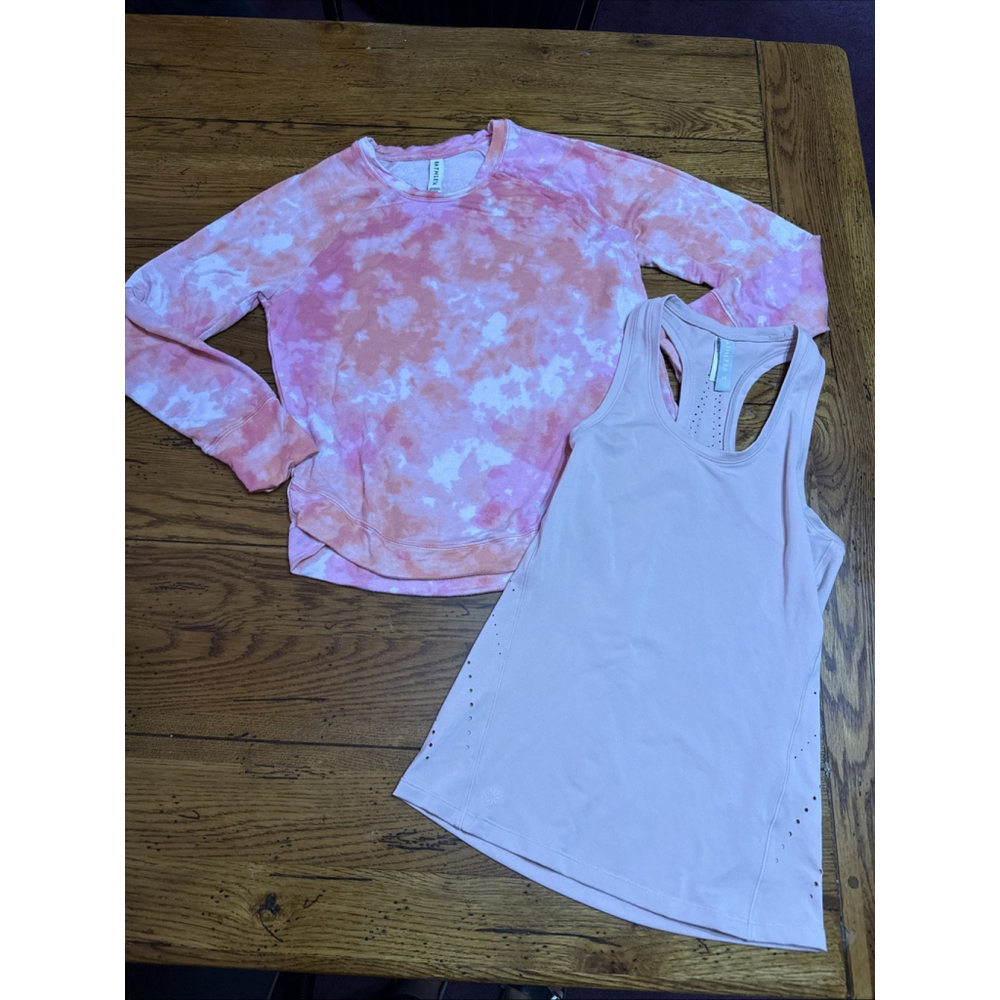 Athleta Mindset Printed Sweatshirt, Positive Latitud SIZE S & XS Tank I24